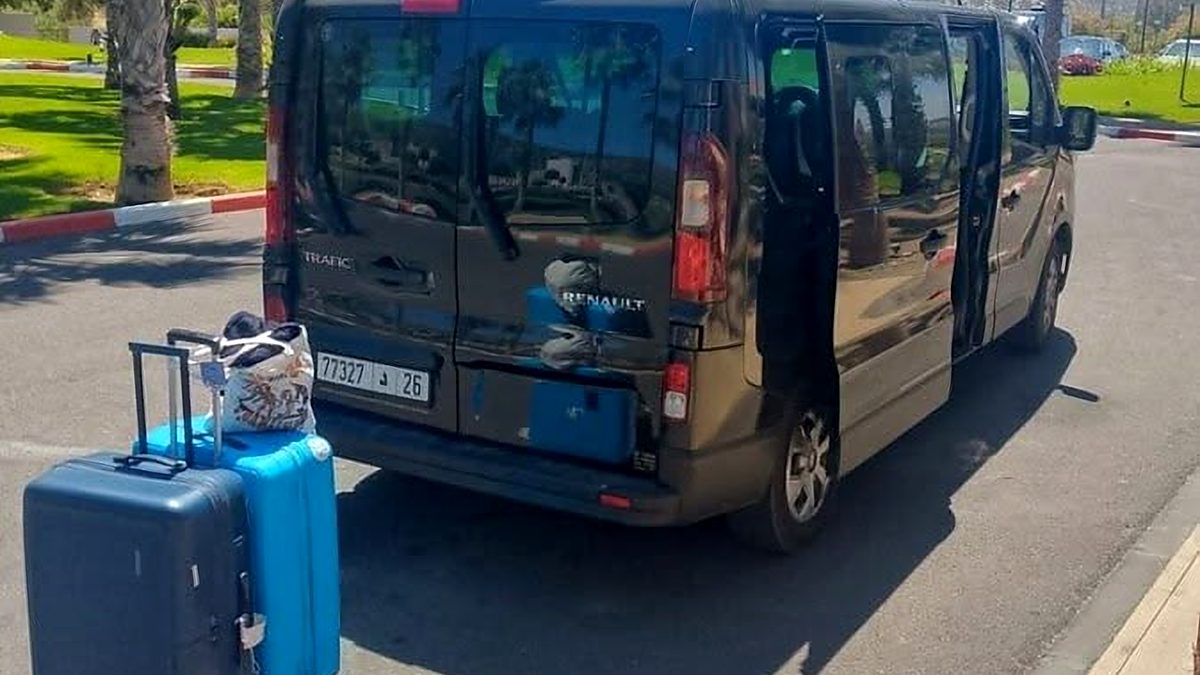 Private van with suitcases ready for a transfer in Morocco